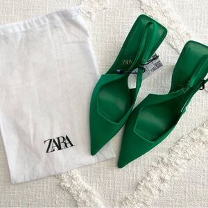 Zara Emerald Green Slingback Heels